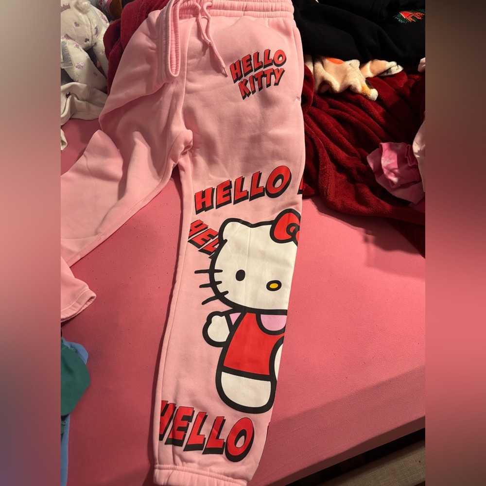 Pink hello kitty sweatpants.